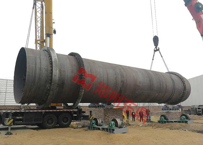 煤泥烘干机安装作业现场